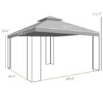 10' x 12' Patio Gazebo with Corner Frame Shelves, Double Roof Outdoor Gazebo Canopy Shelter with Netting, Brown - Image 3