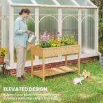 43x18x30in Raised Garden Bed with 8 Pockets and Shelf, Wooden Elevated Planter Box with Legs to Grow Herbs, Vegetables, and Flowers, Natural - Image 6