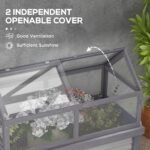 Raised Garden Flower Bed Kit w/ Greenhouse, Wooden Cold Frame Planter, Gray - Image 7