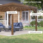 10' x 12' Outdoor Wooden Pergola, Grape Vine Gazebo with Concrete Anchors for Garden, Patio, Backyard, Deck - Image 4