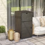 Outdoor Towel Rack for Pool w/ Drawer & Cabinet, Dark Brown - Image 8