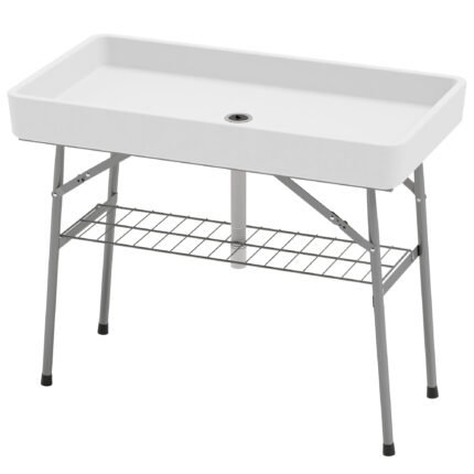 3.4ft Folding Ice Cooler Table with Drain
