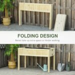 Raised Garden Bed Elevated Wooden Planter Box with Space-Saving Folding Design, Drainage Holes, & Inner Liner for Vegetable Fruit Herb Grow - Image 4