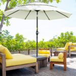 9FT 3 Tiers Patio Umbrella Outdoor Market Umbrella with Crank, Push Button Tilt for Deck, Backyard and Lawn - Image 2
