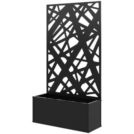 Metal Planter Box Raised Garden Bed with Decorative Privacy Screen