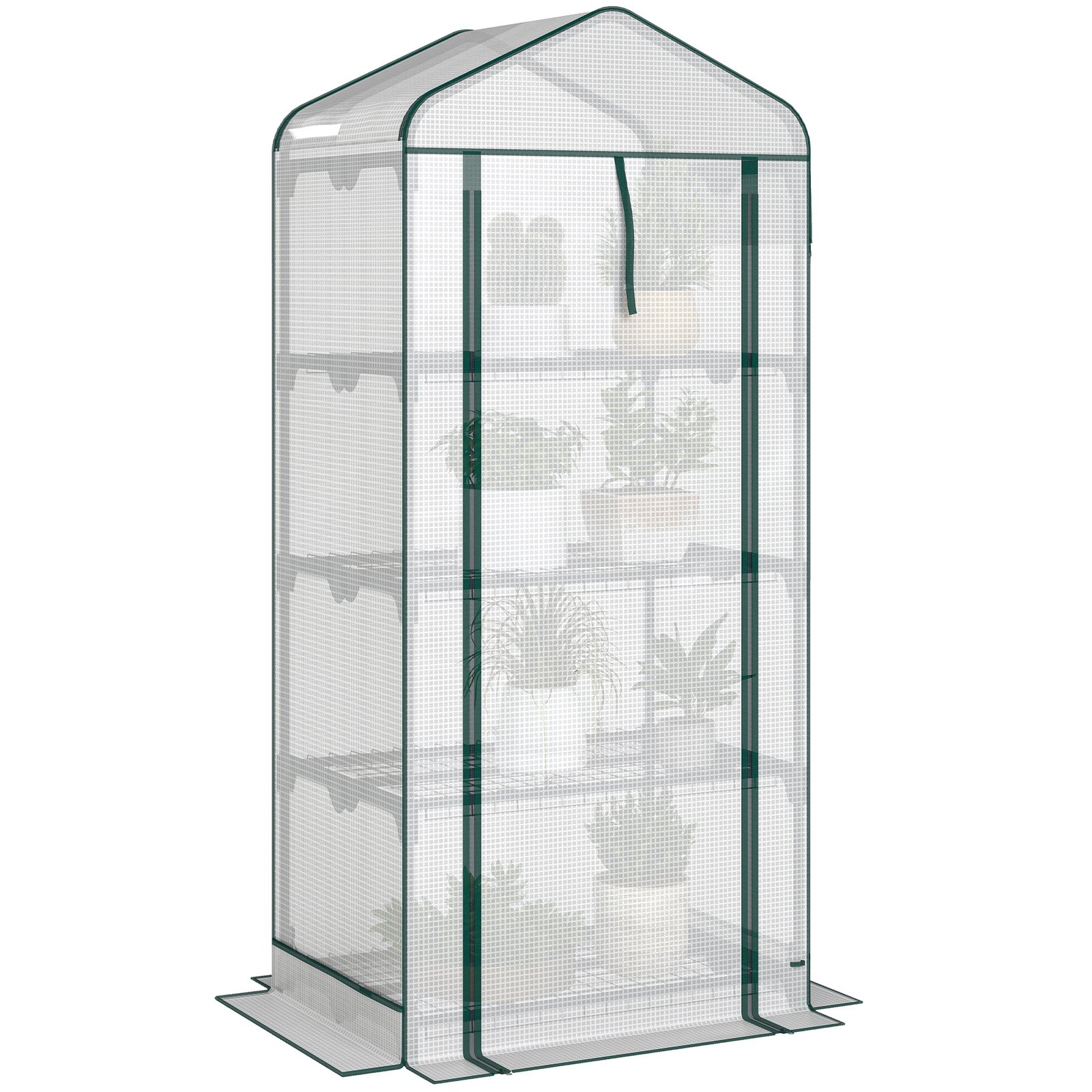 agH0bf19d3e1c4bb4.jpg Mini Greenhouse with Screen Roof, 4 Tier Portable Small Greenhouse with High Strength PE Cover, White - Image 1