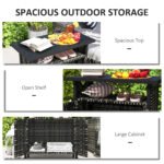Outdoor Pool Towel Storage Cabinet Organizer, Outdoor Bar Table with Shelf and Cabinet, Pool Towel Holder Pool Valet with Weather-Resistant PE Rattan and Steel Frame, Mixed-Gray - Image 4