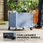Raised Garden Bed with Trellis, Tomato Cage with Lockable Wheels, Self Watering Planter Box with Drainage Holes, Gray - Image 7