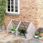 Portable Mini Greenhouse, Outdoor Garden with Large Zipper Doors and Water/UV PE Cover, 5.9' x 3' x 3', White - Image 2