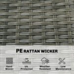 5 Piece Wicker Outdoor Bar Set, Acacia Wood Outdoor High Top Table and Chairs with 3 Tier Shelves, Cushions, Gray - Image 6