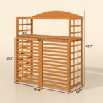 Outdoor Air Conditioner Fence Privacy Screen, Wood AC Fence Potting Table with Shelves for Patio, Light Brown - Image 3