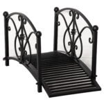 Garden Bridge 3.3FT, Decorative Classic Backyard Pond Bridge with Safety Railings Black - Image 7