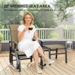Outdoor Glider with Ottoman, Patio Glider Chair Set with High Back, Wide Seat for Porch, Garden, Backyard, Tan - Image 6