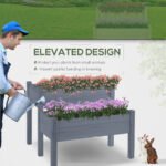 34"x34"x28" Raised Garden Bed 2-Tier Wooden Planter Box for Backyard, Patio to Grow Vegetables, Herbs and Flowers, Gray - Image 4