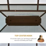 10' x 12' Hardtop Gazebo Canopy with Polycarbonate Roof, Aluminum Frame, Permanent Pavilion Outdoor Gazebo with Netting, for Patio, Garden, Backyard, Deck, Lawn, Light Gray - Image 6
