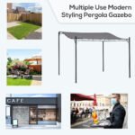 Durable 10x10 Steel Pergola, Wall-Mounted with Canopy for Patio Perfect for Homeowners, Gray - Image 6