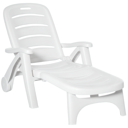Outdoor Chaise Lounge Chair on Wheels with Waterproof