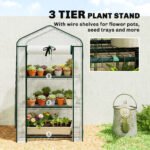 Mini Greenhouse with Screen Roof, Portable Small Greenhouse with Roll-Up Zipper Door, 27.6" x 19.7" x 50", White - Image 6
