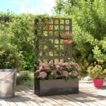 Galvanized Raised Garden Bed Planter Box with Trellis for Climbing Plants, Vegetable, Vines, 24" x 9" x 44.5", Black - Image 7