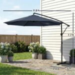 10 ft Offset Patio Umbrella with Cover, Hanging Cantilever Umbrella with 360° Rotation, Crank Handle, Tilt - Image 3
