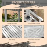 Outdoor Garden Bench, Wooden Frame Patio Bench with Geometric Pattern, 43.25 Inch Weatherproof 2-Person Love Seat for Garden, Lawn, Porch, Yard, Work Entryway, White - Image 6