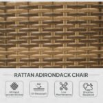 Patio Adirondack Chair with Rattan Wicker, Soft Cushions, Tall Curved Backrest for Deck or Garden, Dark Blue - Image 4