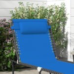 Foldable Chaise Lounge, 4-Position Reclining Back, Trifold Portable design and Breathable Mesh for Poolside,Camping, Hiking - Navy Blue - Image 7