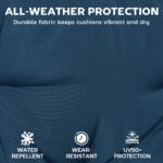 Set of 2 Chaise Lounge Cushion, 4" Thick Outdoor Lounge Chair Cushions with Ties for Patio, 21" x 72 ", Navy Blue - Image 5