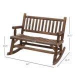 2-Person Wood Rocking Chair with Log Design, Heavy Duty Loveseat with Wide Curved Seats for Patio, Backyard, Garden, Walnut - Image 3
