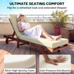 Chaise Lounge Cushion, 4" Thick Outdoor Lounge Chair Cushions with Ties for Patio, 26" x 80 ", Cream White - Image 4
