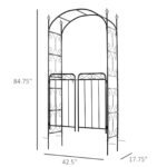 84" Garden Arch Arbor with Gate, Metal Arch Trellis, Garden Archway for Climbing Vines, Wedding Ceremony Decoration, Flourishes & Arrow Tips, Black - Image 3