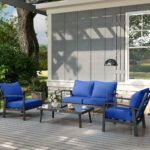 Patio Chair Cushions Set of 4 with Seat & Backrest, Fade Resistant Seat Replacement Cushion Set, Navy Blue - Image 7