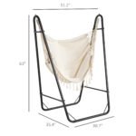 Hammock Chair with U Shape Stand, Hammock Swing Chair with A Side Pocket, Cream White - Image 3