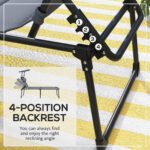 Outdoor Lounge Chair, 4 Position Adjustable Backrest, Folding, Cushioned w/ Sun Shade Roof & Pillow, Gray - Image 4