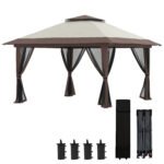 13' x 13' Pop Up Gazebo Instant Canopy Tent Shelter with 2-Tier Roof, Carry Bag, Wight Bags for Outdoor, Garden