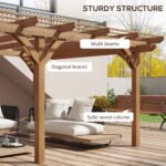 12' x 16' Outdoor Pergola Grape Trellis, Wood Gazebo for Climbing Plants at Garden, Patio, Backyard, Deck, Brown - Image 4