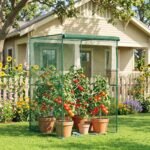 Walk-in Crop Cage, Plant Protectors from Animals with Roll Up Zippered Door, 3.9' x 3.9' x 5.9', Dark Green - Image 2