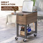 60 Quart Outdoor Cooler Cart, Rolling Ice Chest with Bottom Shelf and Bottle Opener for Backyard, Deck, Poolside Party - Image 4