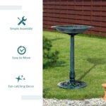 28'' Bird Bath Outdoor Resin Decor with Fleur De Lis Pattern, Time-Worn Finish - Image 7
