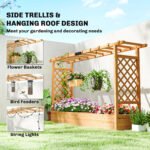 Wooden Planter Box with Trellis, Hanging Roof and Drainage Holes for Climbing Plants, Vegetables, Herbs and Flowers - Image 5