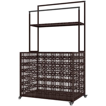 Wicker Pool Float Storage Organizer with PE Rattan Pool Float Holder