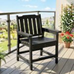 All-Weather Patio Chair, HDPE Patio Dining Chair, Heavy Duty Wood-Like Outdoor Furniture for Garden, Backyard, Deck, Porch, Lawn, Black - Image 2