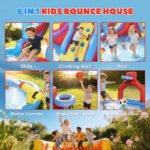 Inflatable Water Slide 6 in 1 with 480W Blower, Bounce House with Climbing Wall, Splashing Pool, Basketball Hoop - Image 4