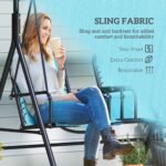 2 Person Porch Swing with Canopy, Storage Table, Cup Holder, Blue - Image 5