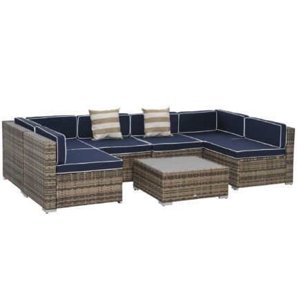 7-Piece Outdoor Wicker Patio Sofa Set with Rattan Conversation Furniture Set