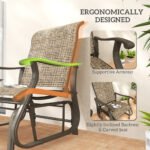 Outdoor Glider Chair Patio Glider Swing Chair with Mesh Seat, Steel Frame for Backyard, Garden, Porch, Light Mixed Brown - Image 7