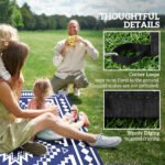 Reversible Outdoor Rug, Waterproof Plastic Straw with Carry Bag, 9' x 18', Blue & White Square Patchwork - Image 8