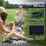 Reversible Outdoor Rug, Waterproof Plastic Straw with Carry Bag, 9' x 12', White & Black Toothed Rhombus - Image 8