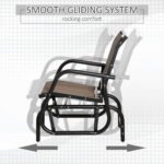Porch Glider, Metal Frame Swing Glider Chair with Breathable Mesh Fabric, Curved Armrests and Steel Frame for Garden, Poolside, Backyard, Balcony, Brown - Image 4