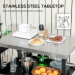 3-Shelf Outdoor Grill Cart Table with Side Handle, Stainless Steel Pizza Oven Stand on Wheels, Black - Image 5